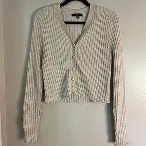 7 FOR ALL MANKIND Cream Button Down Ribbed Cardigan Size S